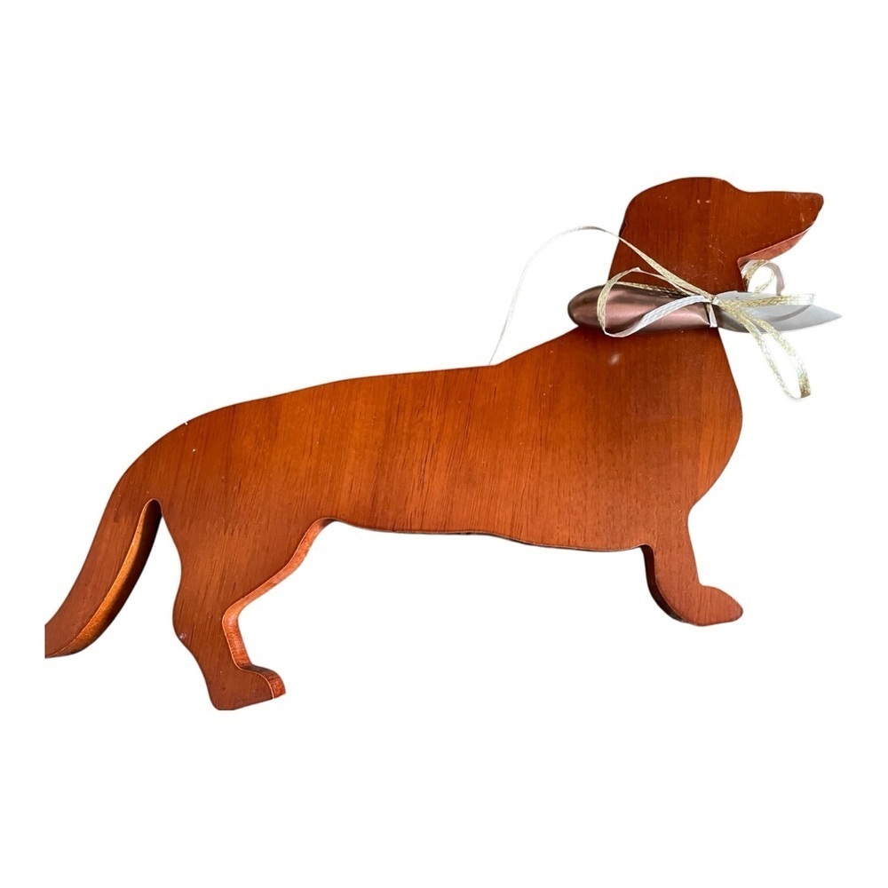 Dachshund Dog Dinner Wooden Charcuterie Platter with Brandani Inox Cheese Knife.